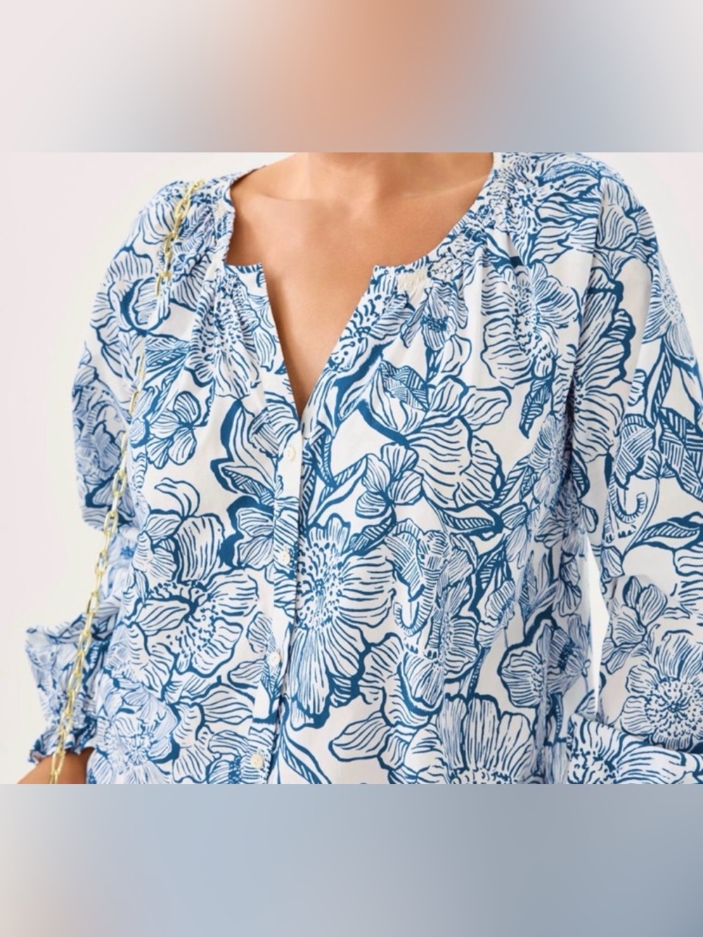 NWT Lilly Pulitzer XL Aldina Button Down Top “Coconut Unforgettable”✨Retail💲138 - Picture 6 of 10